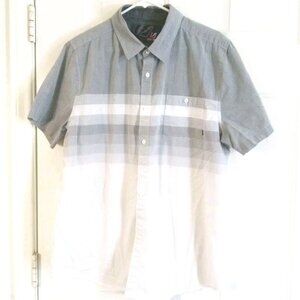 Amplify Button Up Shirt Men's XL Gray Striped Short Sleeve Casual Cotton Blend